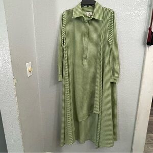 TUCKERNUCK GREEN PRINTED HI/LOW ASYMMETRICAL HEM DRESS- SIZE  M